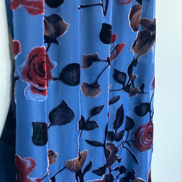 Flocked Chiffon Dress by En Creme, Navy Chiffon Smocked Dress - Picture 9 of 10